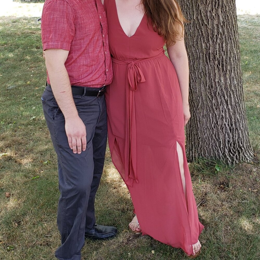 Baltic Born Red Maxi Dress with V-Neck and Front Slits - Picture 8 of 8